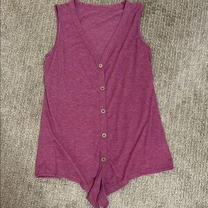 Purple Sleeveless Button-Down Top